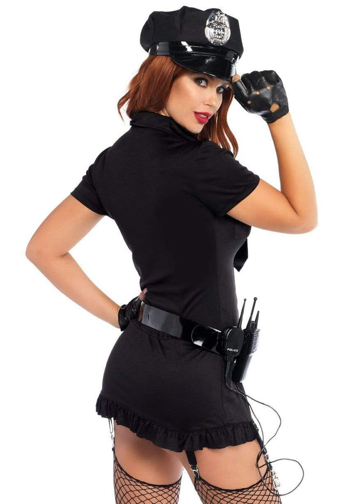 Undercover Cop Strappy Bodysuit with Handcuffs and Toy Walkie Talkie