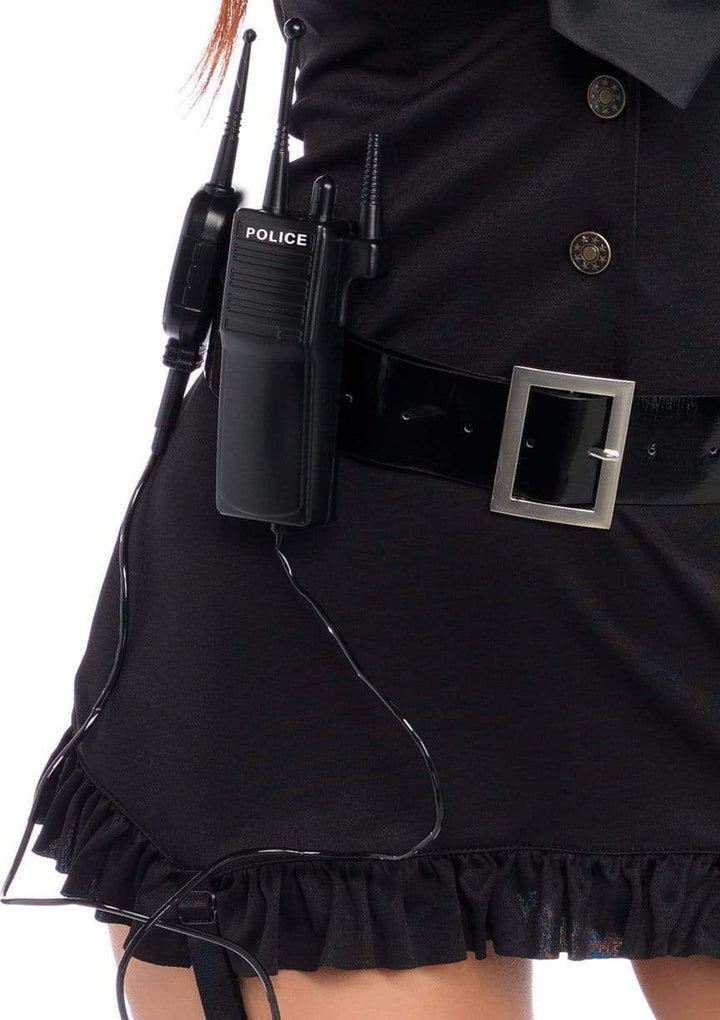 Undercover Cop Strappy Bodysuit with Handcuffs and Toy Walkie Talkie