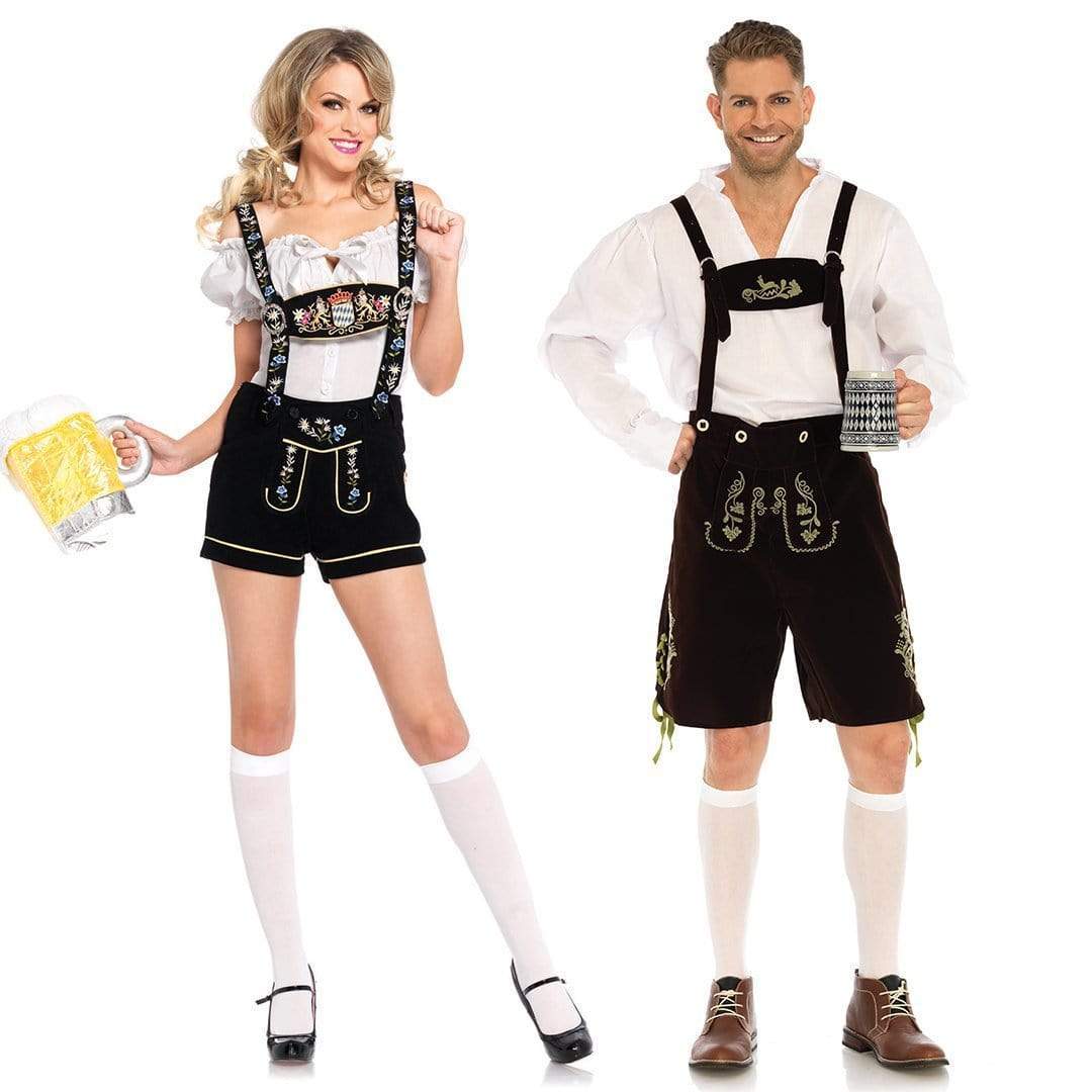 Edelweiss Embroidered Velveteen Lederhosen with Peasant Top