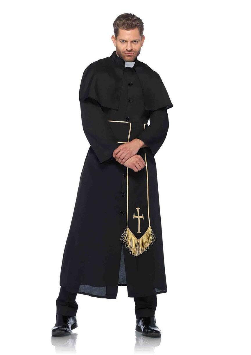 Catholic Priest Robe with Attached Cape and Cross Belt Men's Costume