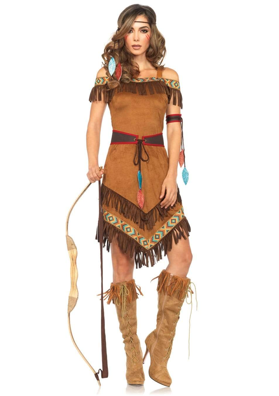 Native Princess Faux Suede Dress with Fringe Accent and Headband