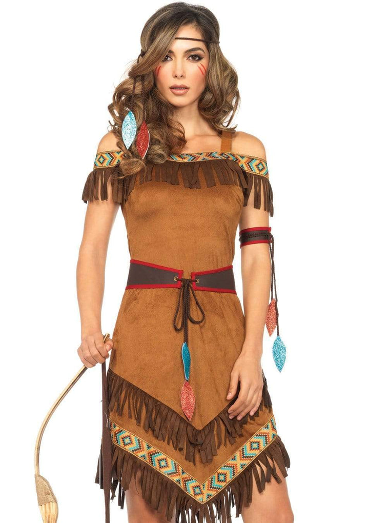 Native Princess Faux Suede Dress with Fringe Accent and Headband