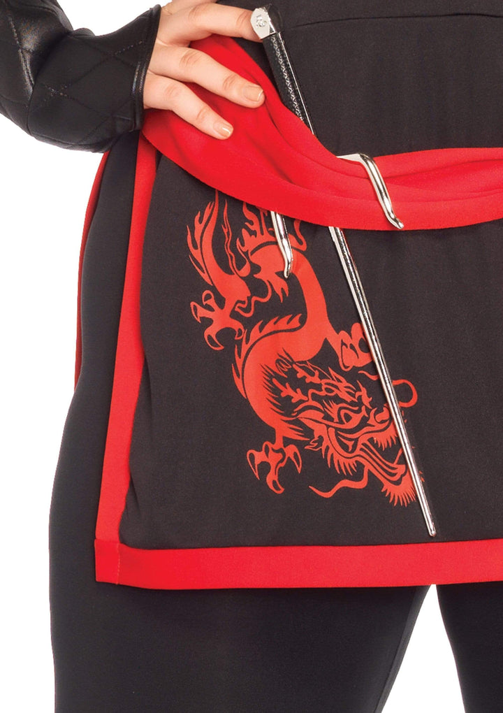 Ninja Assassin Hooded Crossbody Plus Top with Leggings and Gauntlets