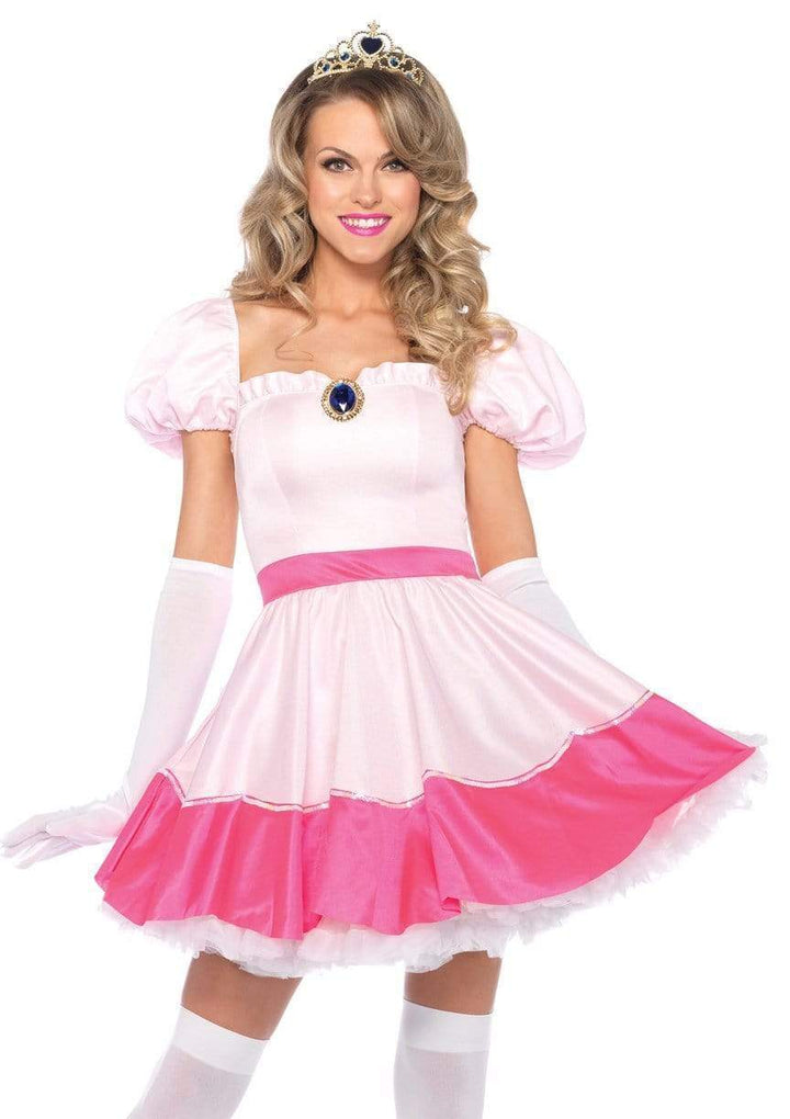 Pink Princess Dress with Tiara and Gloves