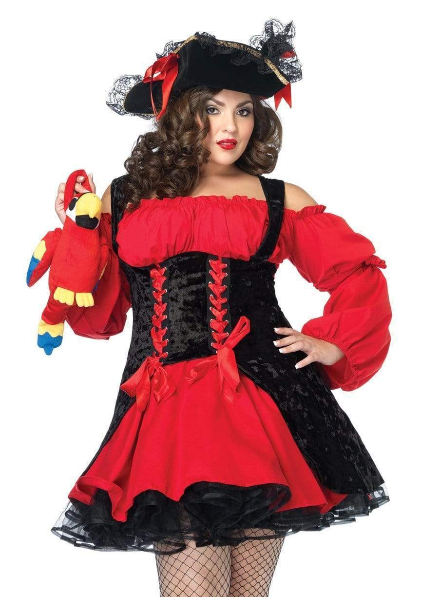 Vixen Pirate Wench Corset Plus Dress with Peasant Top and Layered Skirt