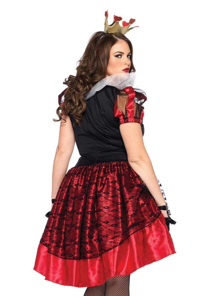 Royal Red Queen Satin High-Low Plus Dress and Crown Headpiece