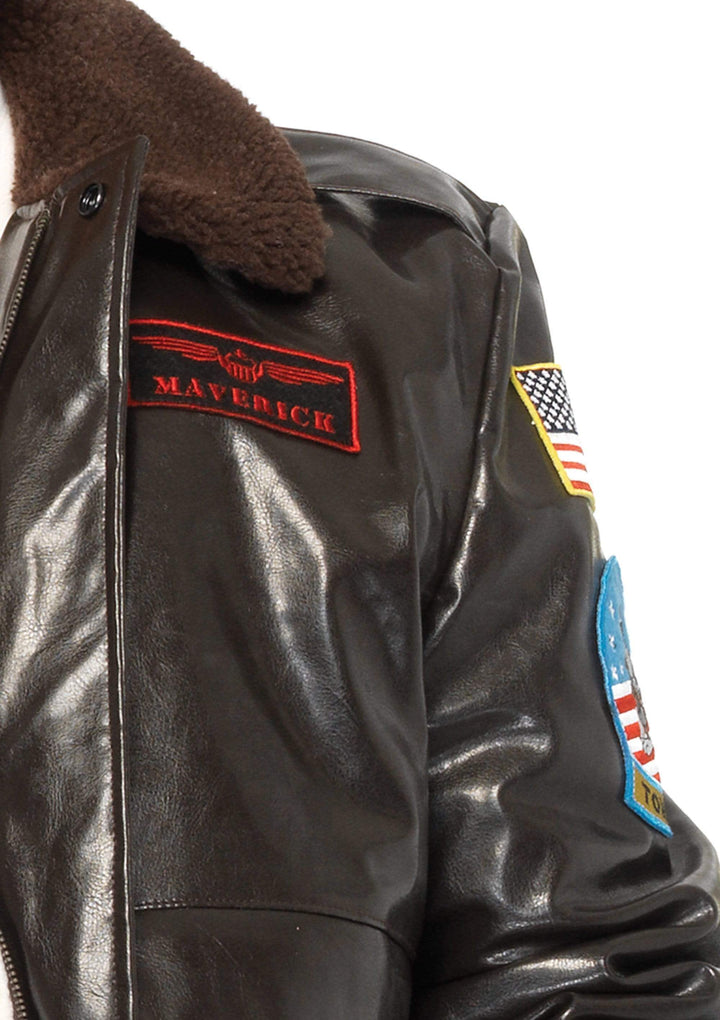 Top Gun Faux Leather Maverick Men's Bomber Jacket