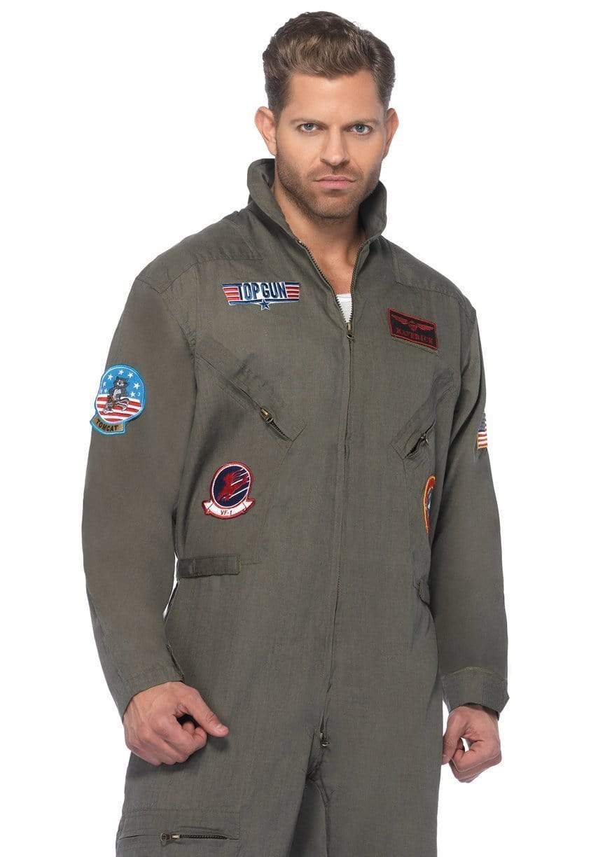 Top Gun Plus Size Front Zip Flight Suit with Maverick and Goose Name Badges Men's Costume