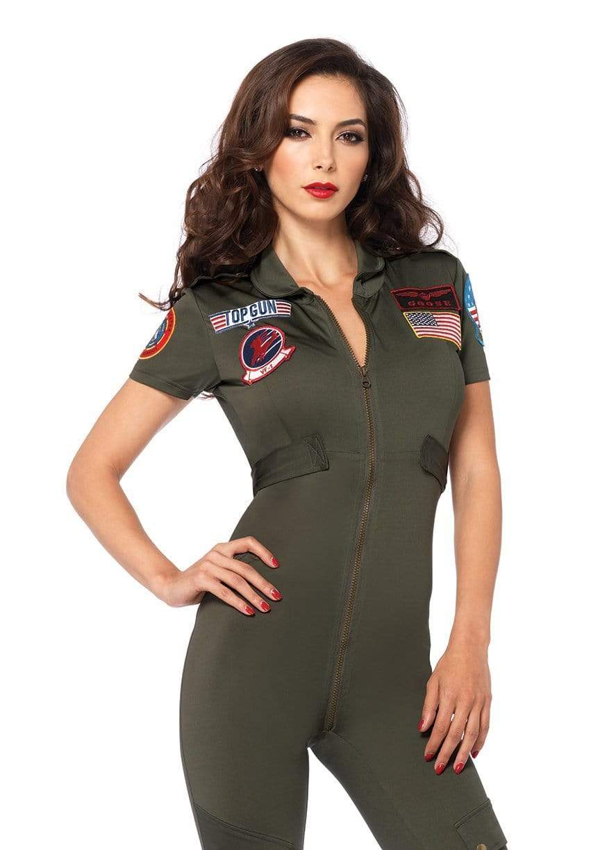 Top Gun Spandex Flight Suit Catsuit with Maverick and Goose Name Badges