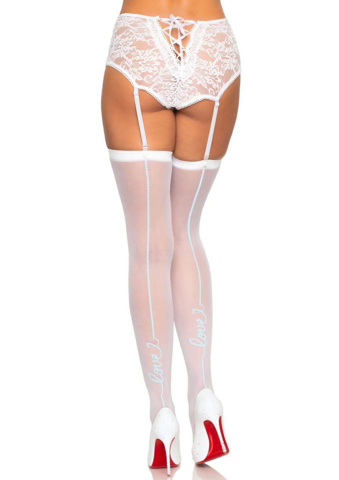 Sheer Stockings with love Scripted Backseam