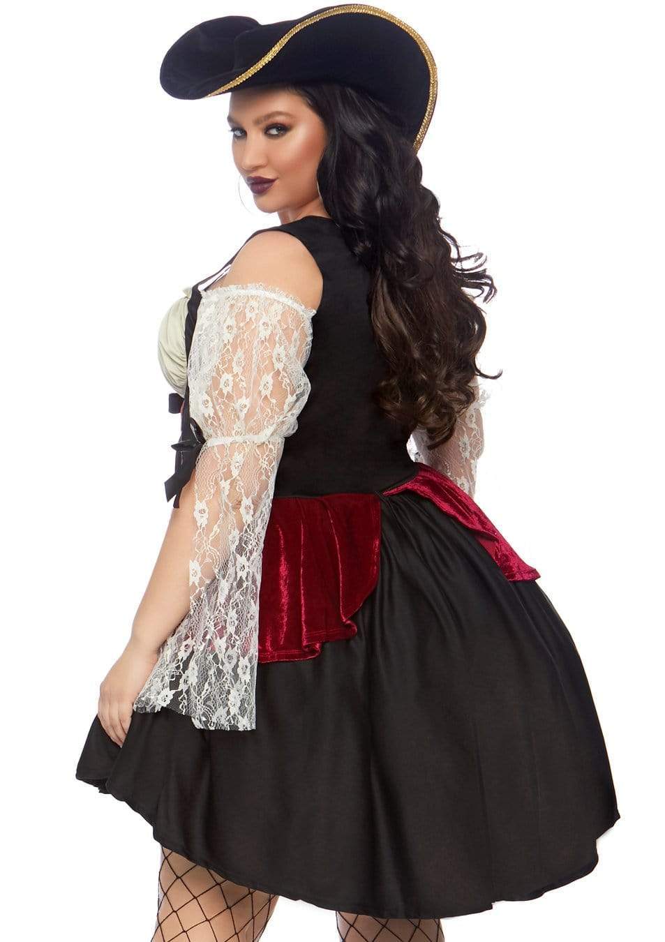 Wicked Wench Pirate Peasant High-Low Plus Dress with Ruffle Trim