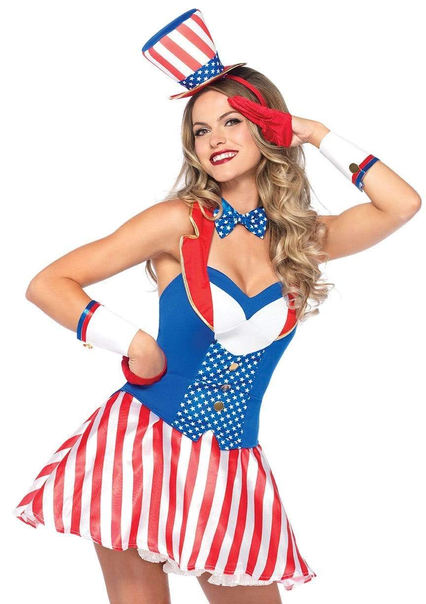 Sexy Patriot Halter Dress with Sweetheart Neckline and Star Bow Tie
