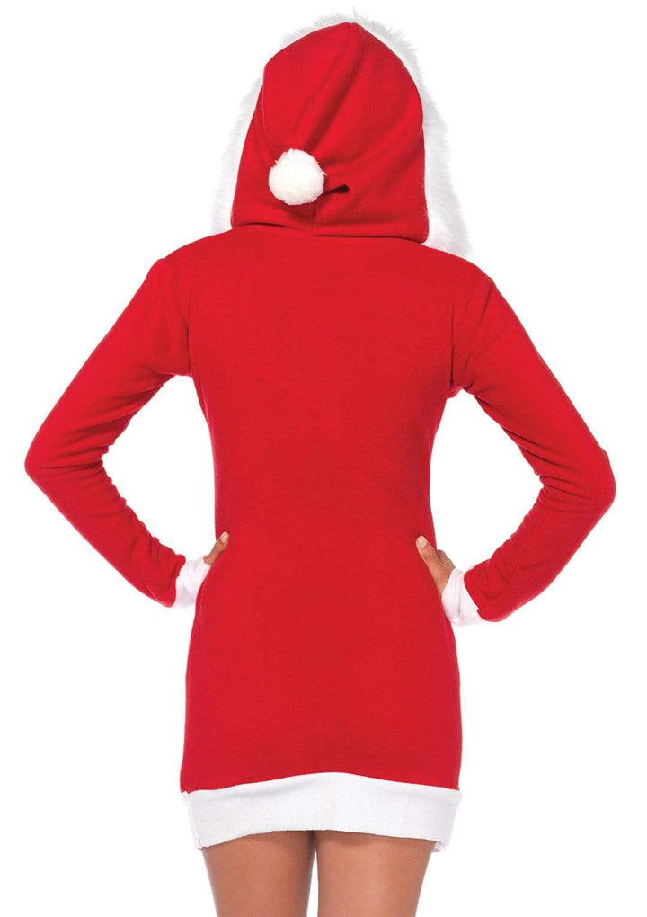 Santa Fleece Mini Dress with Fur Trimmed Hood