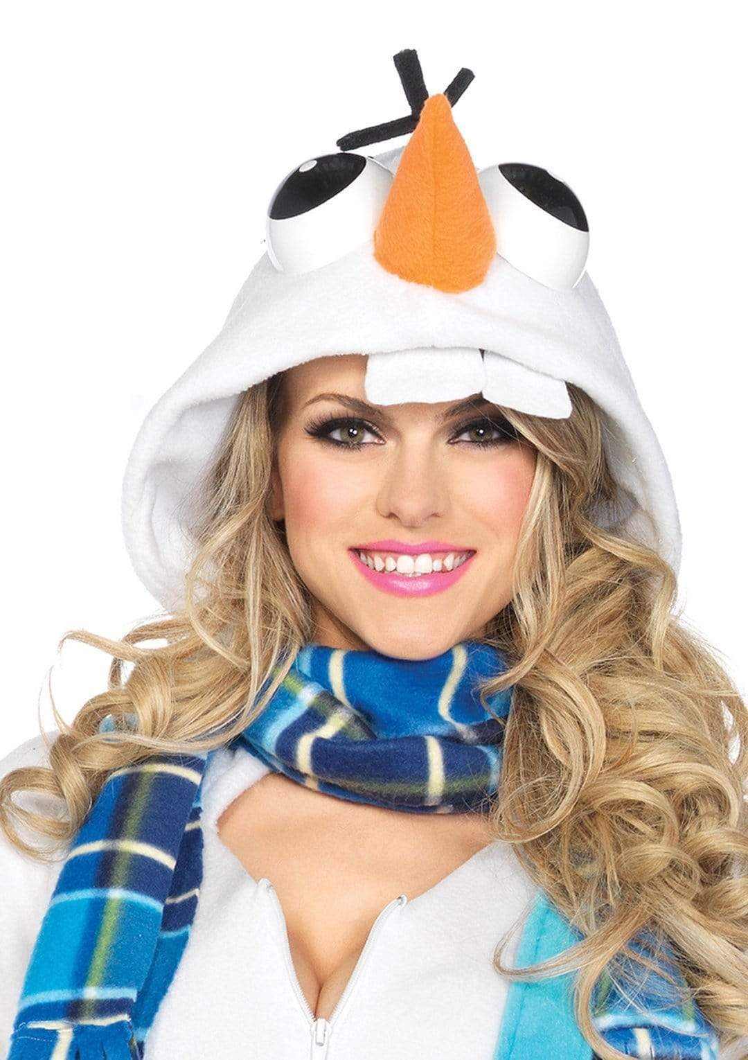 Snowman Zipper front Fleece Dress with Scarf