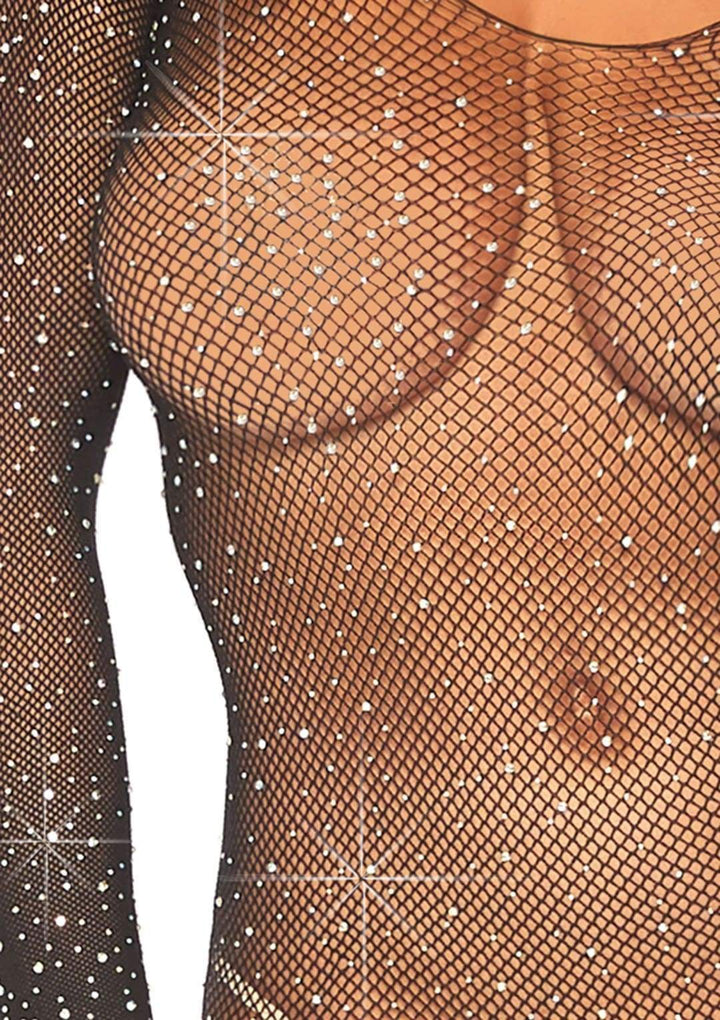 Crystalized Fishnet Long Sleeve Bodystocking