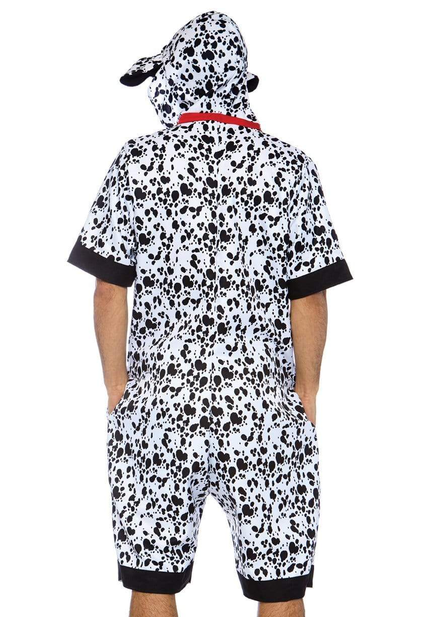 Dalmatian Dog Shorts Jumpsuit with Fur Design and Ear Hood
