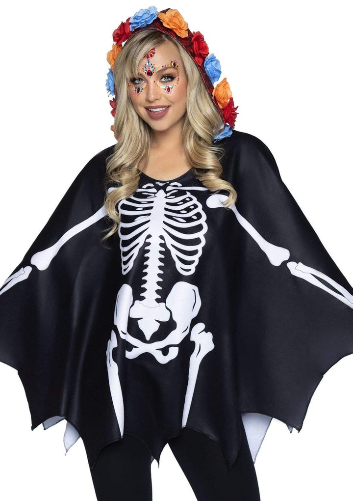 Day of the Dead Poncho with Floral Accents