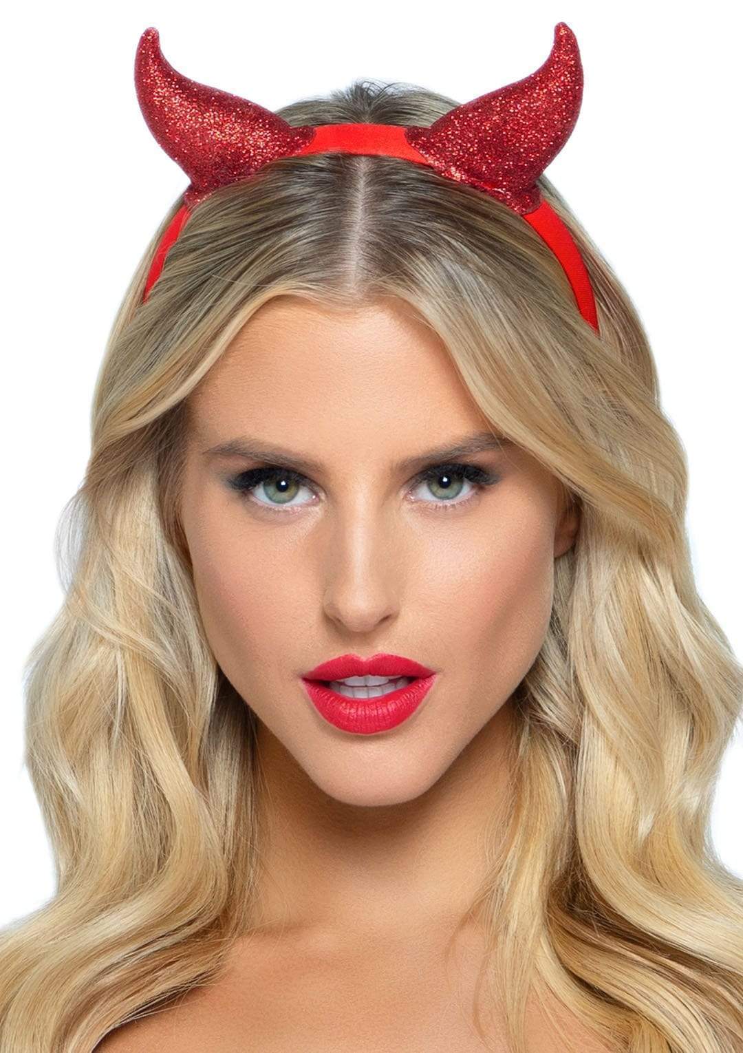 Latex Glitter Devil Horn Headband