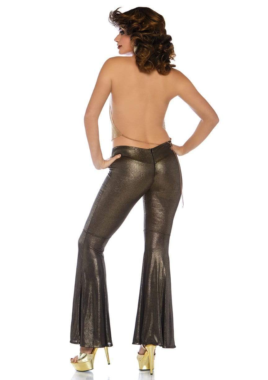 Disco Diva Backless Draped Chain Top with Shimmer Bell Bottom Pants