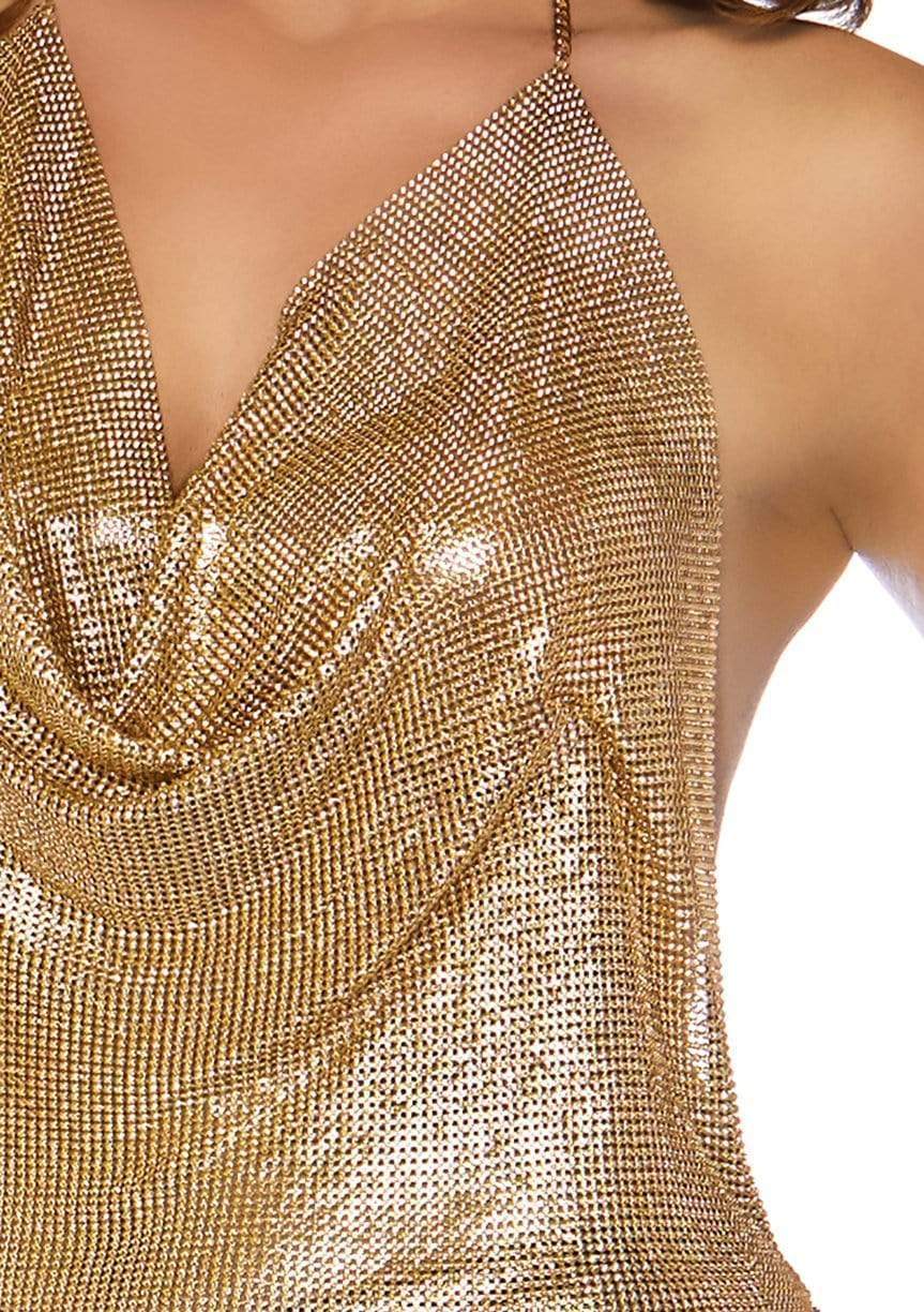 Disco Diva Backless Draped Chain Top with Shimmer Bell Bottom Pants