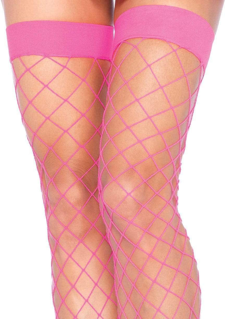 Fishnet Thigh Highs with a "Fence" Pattern