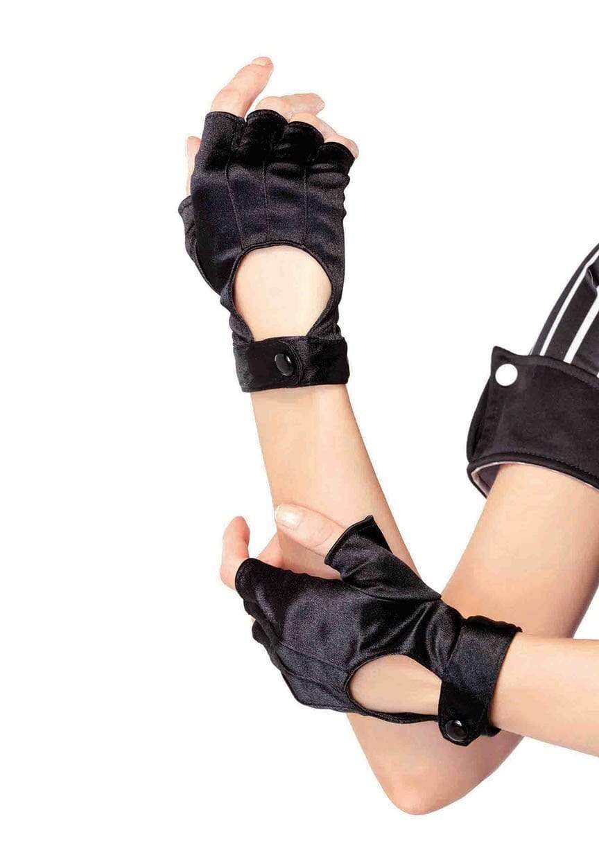 Satin Fingerless Motorcycle Gloves
