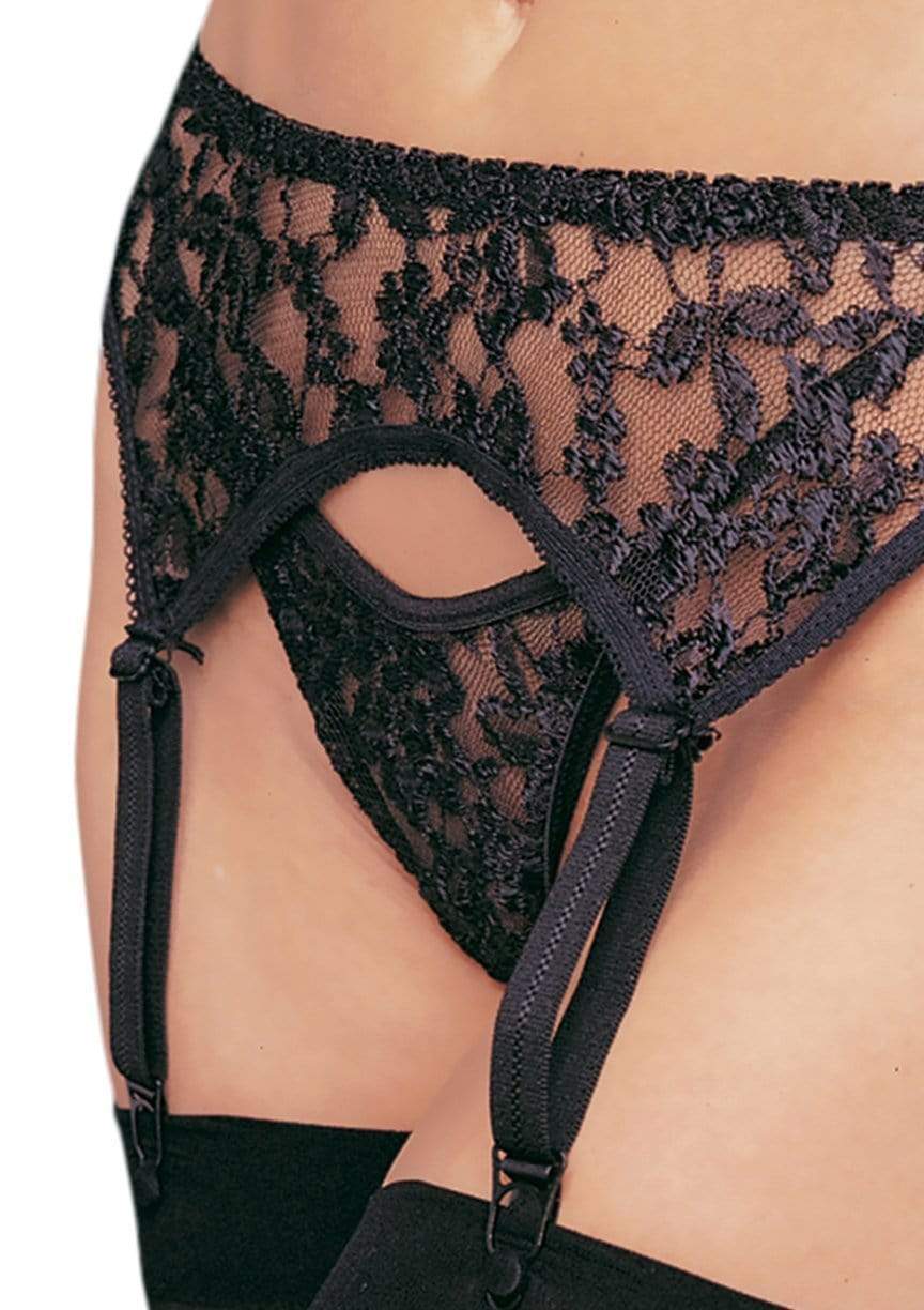 Romantic Floral Lace Garter Belt with Thong