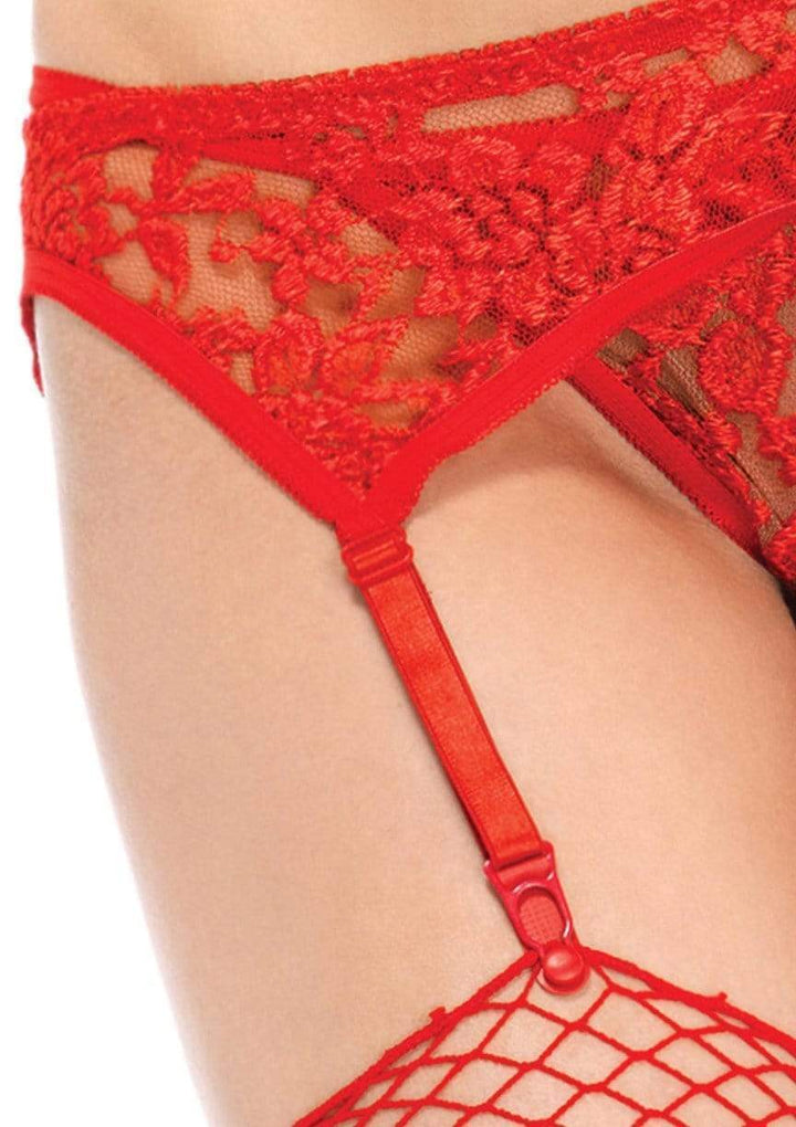 Romantic Floral Lace Garter Belt with Thong