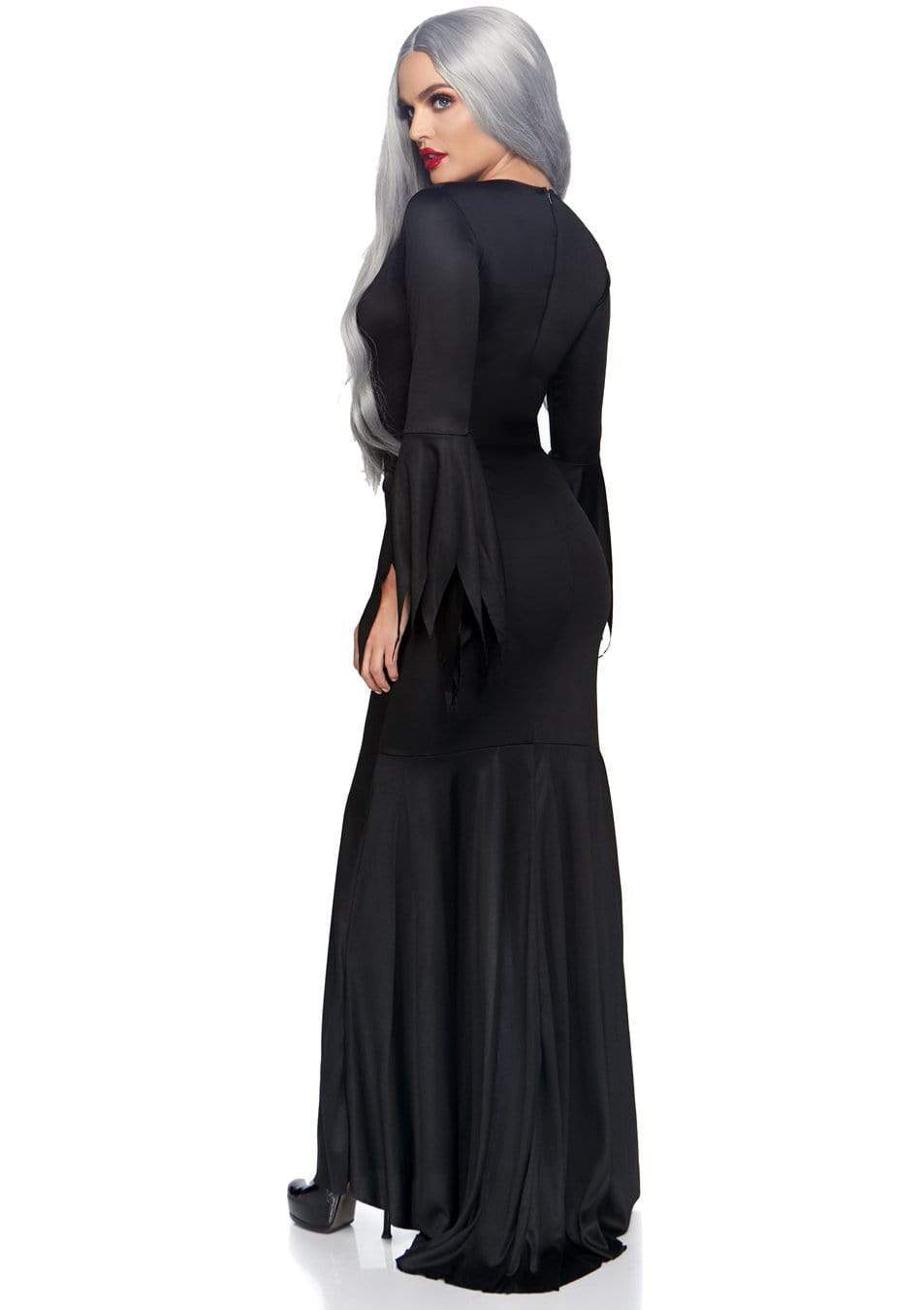 Gothic Black Floor Length Dress with High Side Slit