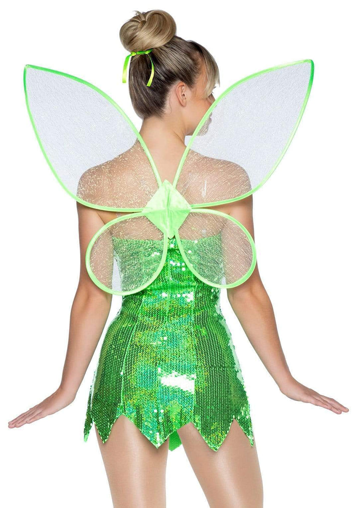 Green Fairy Sequin Dress with Wings and Hair Ribbon