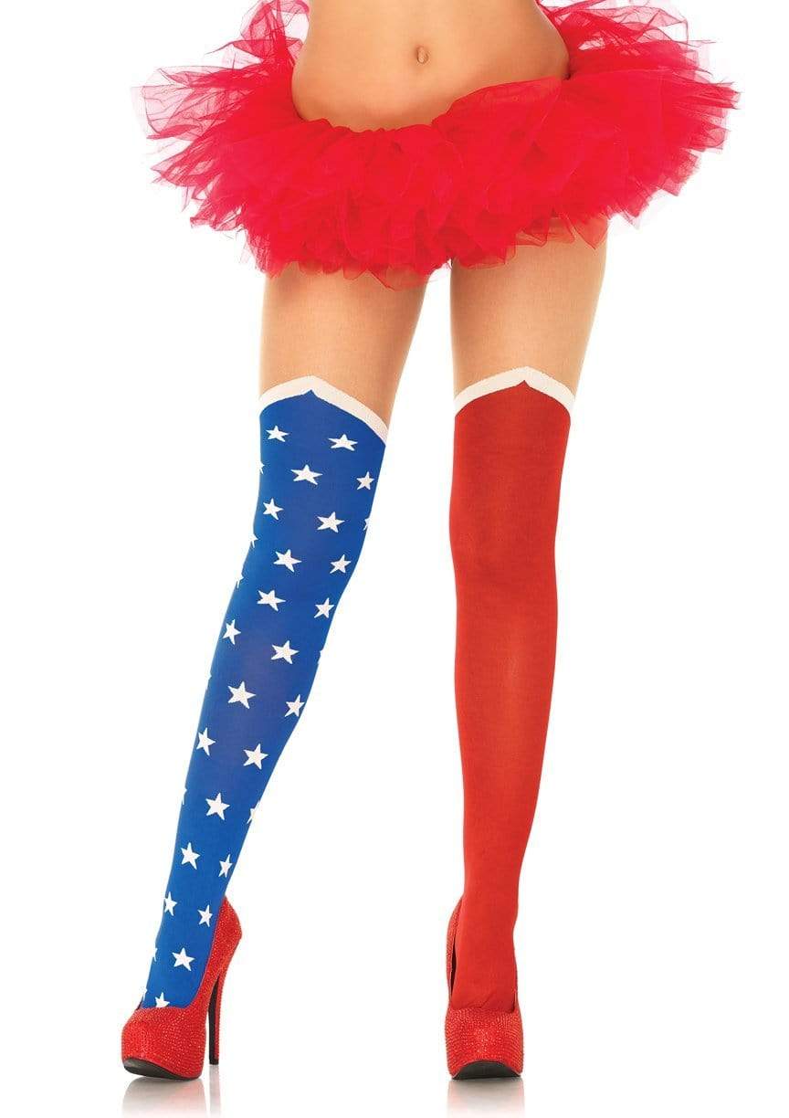 America Hero Opaque Tights with Sheer Thigh
