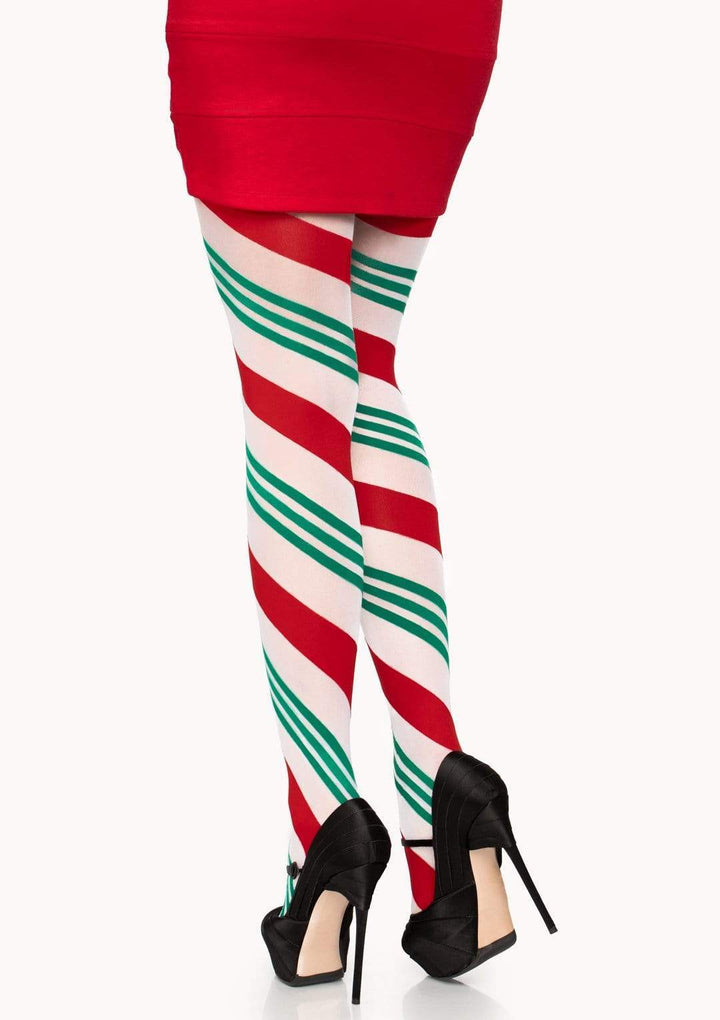 Peppermint Striped Opaque Tights