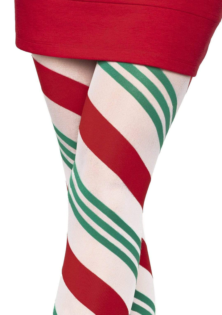Peppermint Striped Opaque Tights
