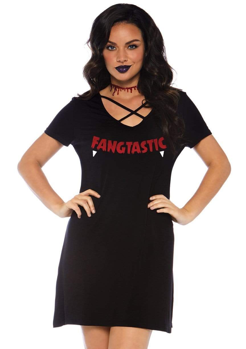 Fangtastic Mini Dress with Crossover Keyhole Neckline