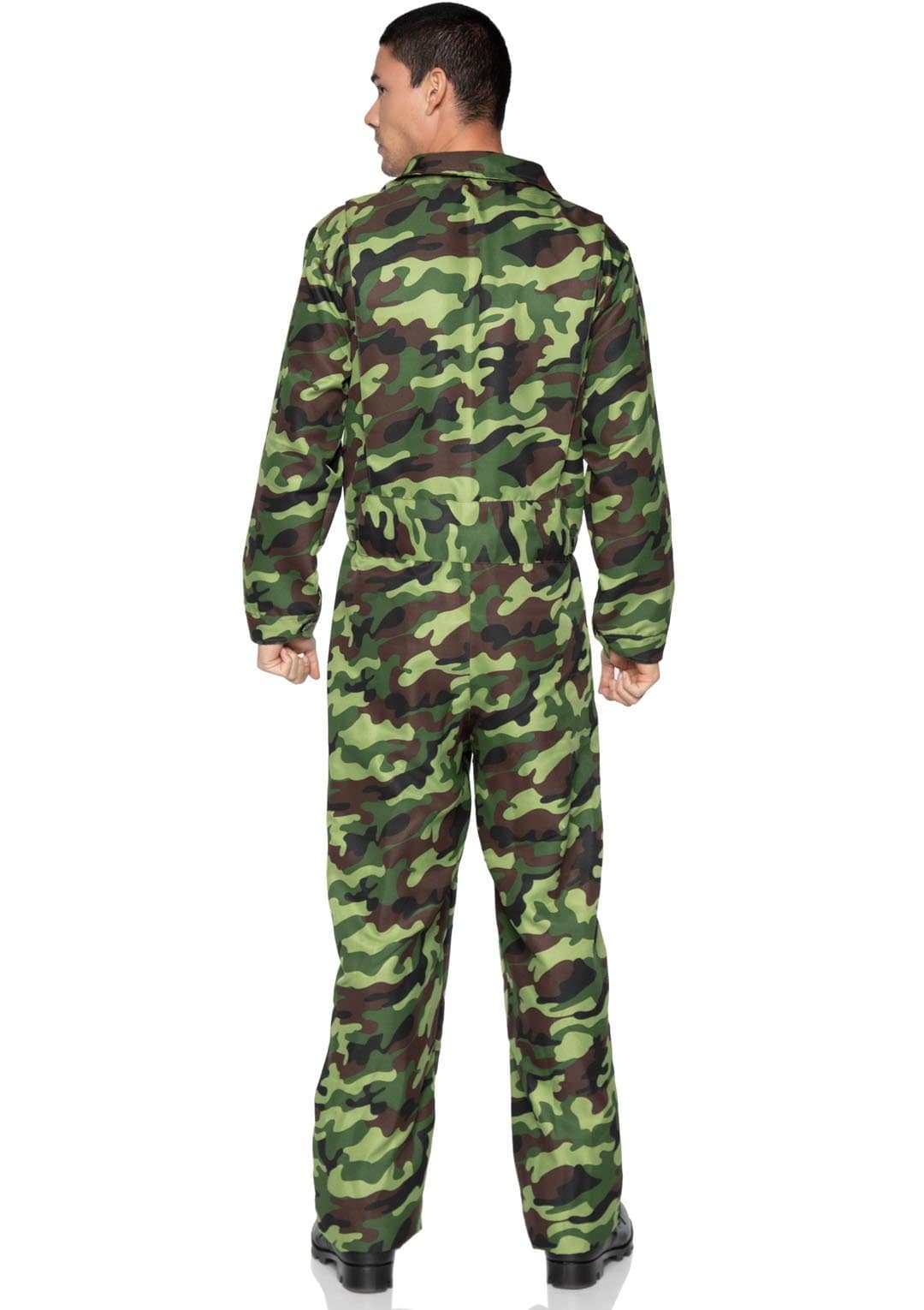 Collared Zip-up Camo Jumpsuit Overall's Men's Costume