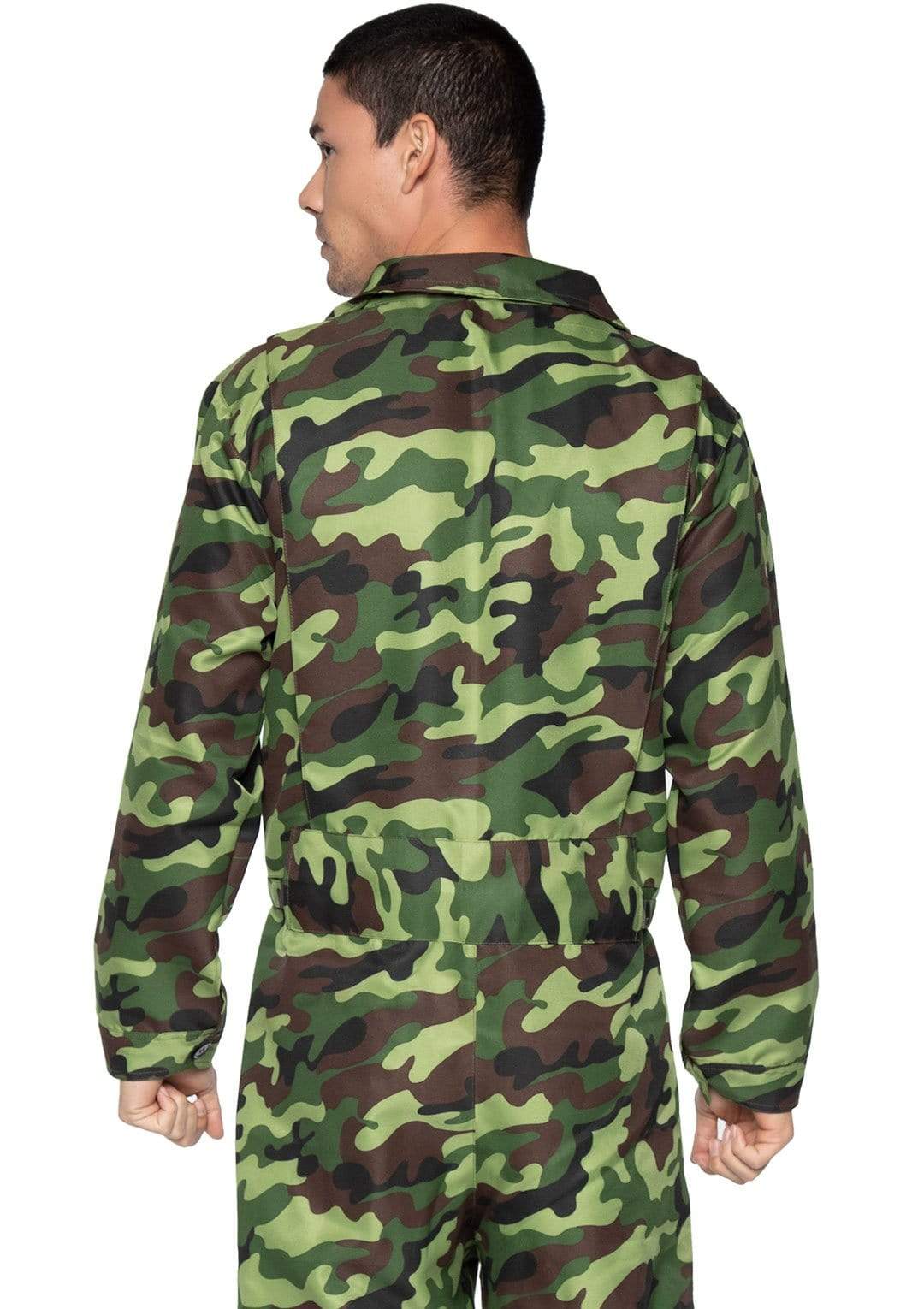 Collared Zip-up Camo Jumpsuit Overall's Men's Costume