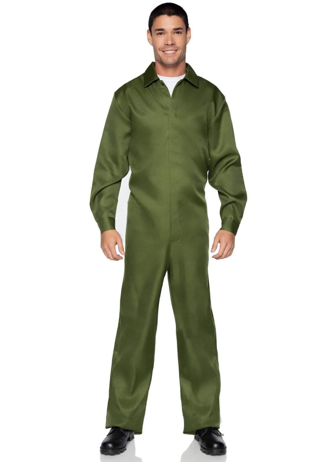 Collared Button-Up Solid Jumpsuit Overall's Men's Costume