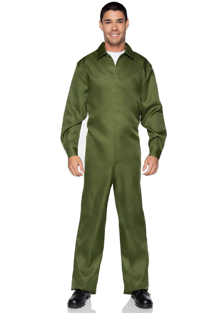 Collared Button-Up Solid Jumpsuit Overall's Men's Costume