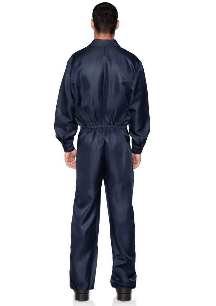 Collared Button-Up Solid Jumpsuit Overall's Men's Costume