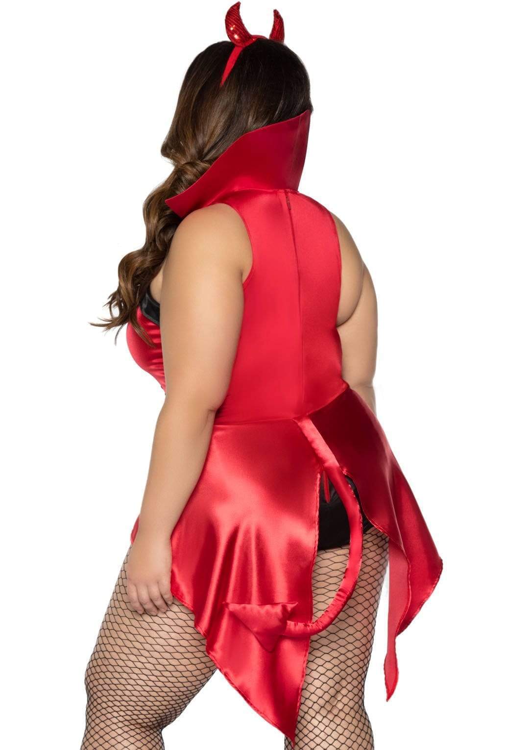 Devilish Tux and Tails Plus Bodysuit with Pin-on Fork Tail and Devil Horn Headband