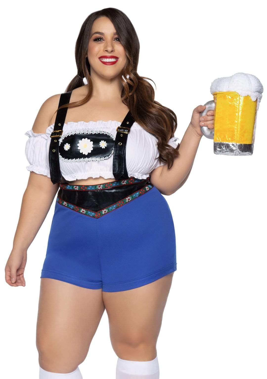 Plus Lederhosen Daisy Bib Suspenders and Cropped Peasant Top