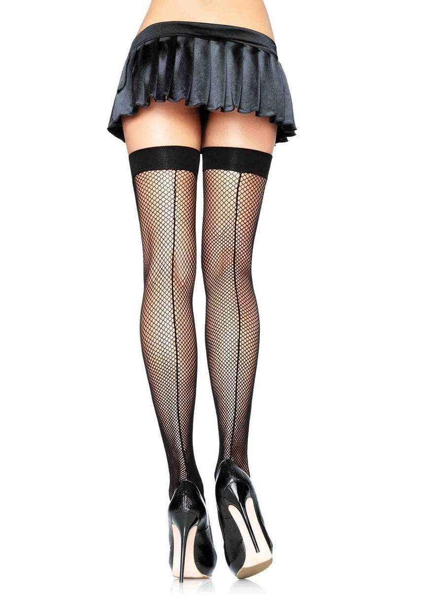 Fishnet Plus Size Thigh Highs with Back Seam