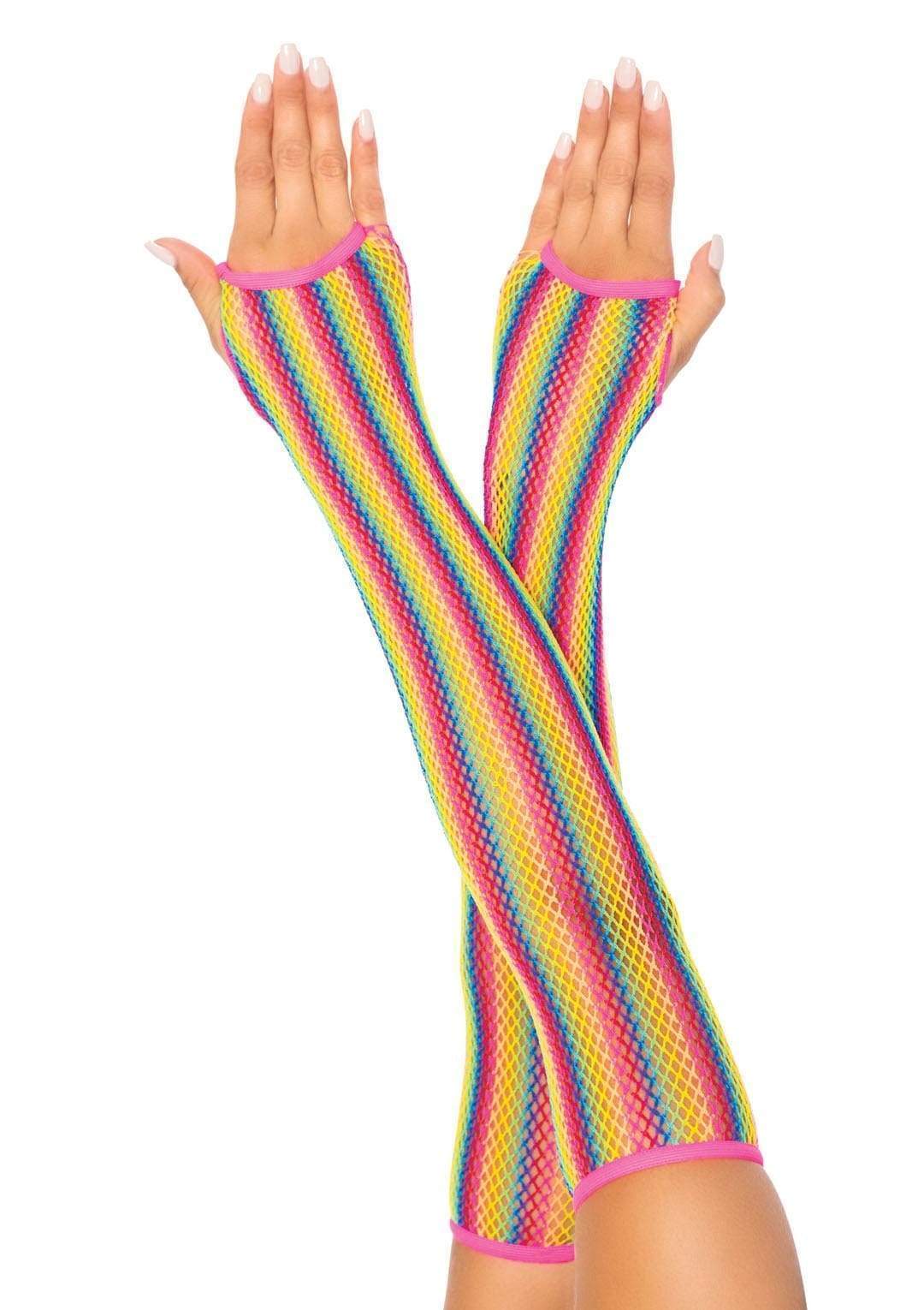 Rainbow Fishnet Arm Sleeves