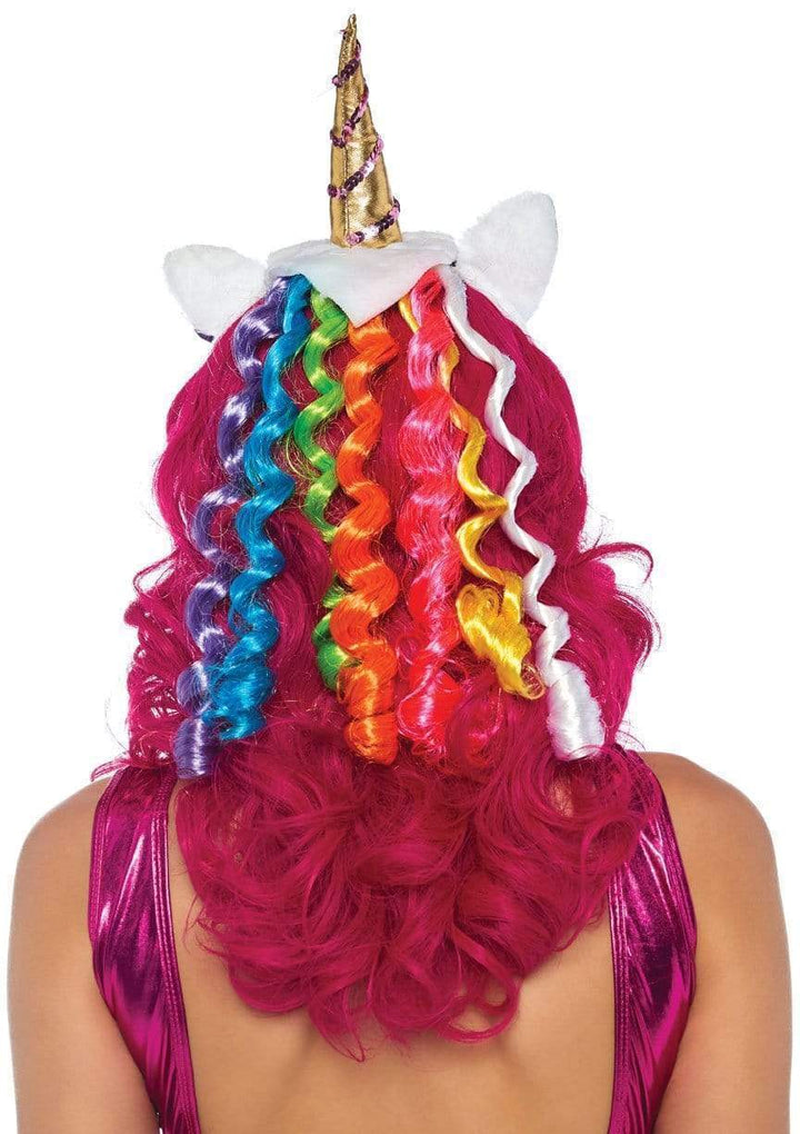 Rainbow Unicorn Headband with Curly Rainbow Mane