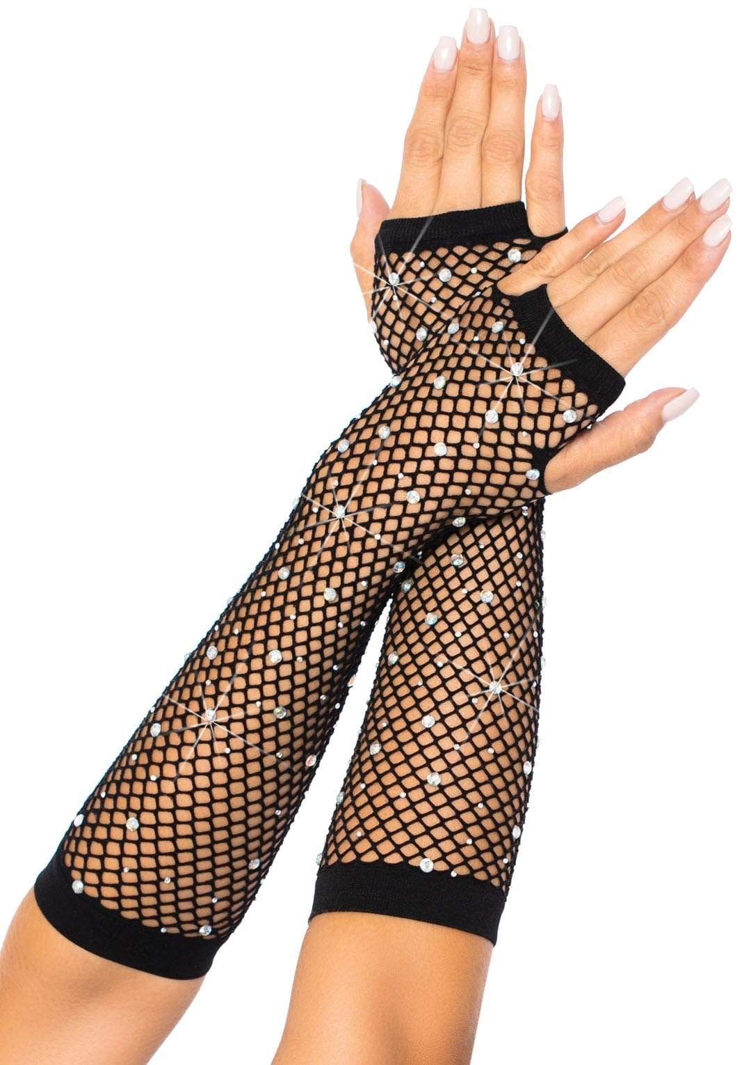 Rhinestone Fishnet Arm Sleeves