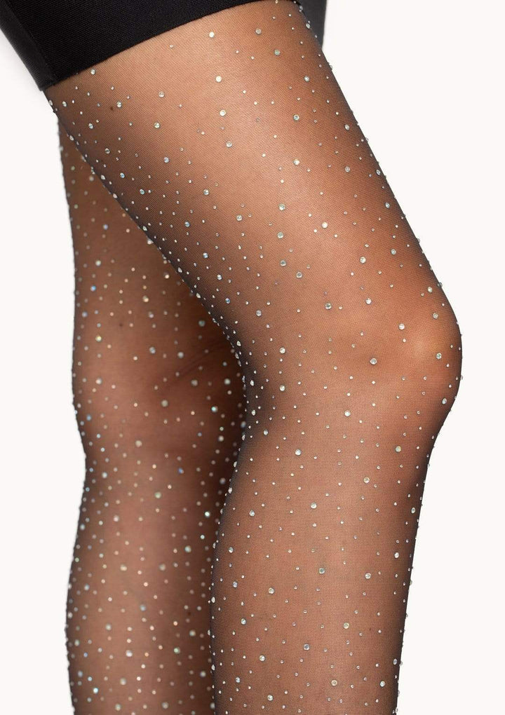 Sheer Pantyhose with Rhinestone Accents