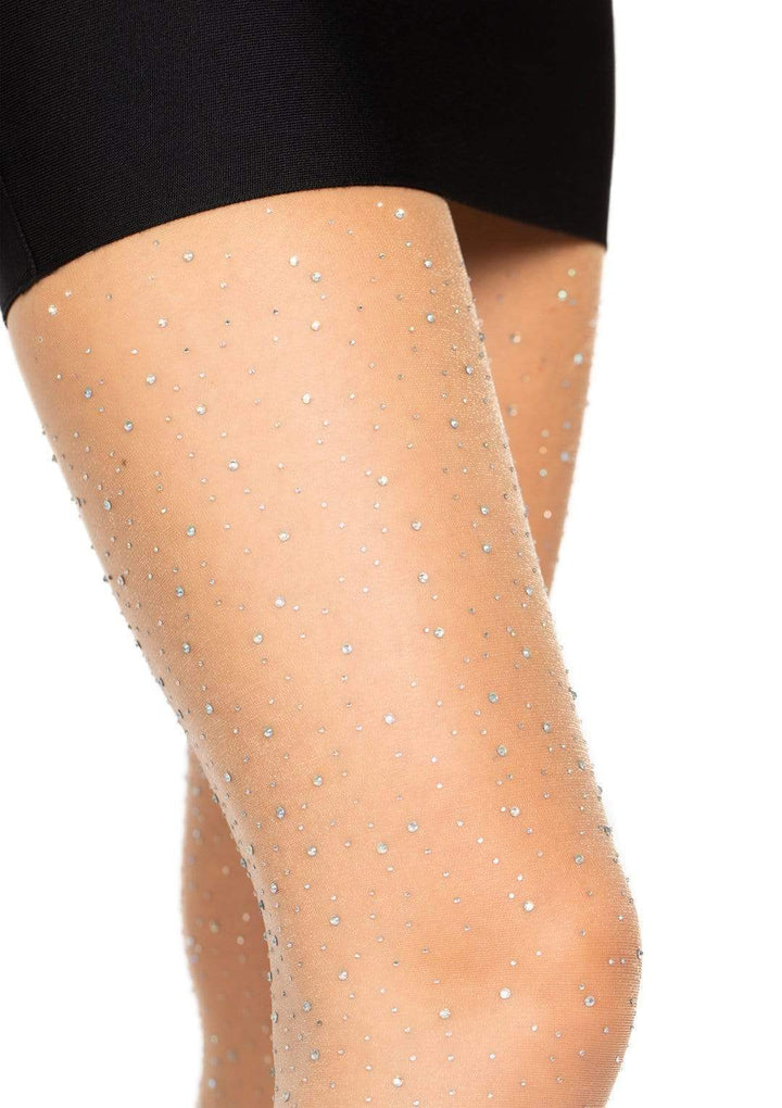 Sheer Pantyhose with Rhinestone Accents