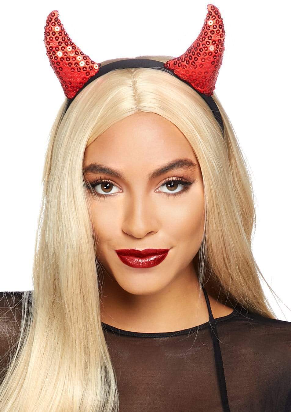 Red Sequin Devil Horns Headband