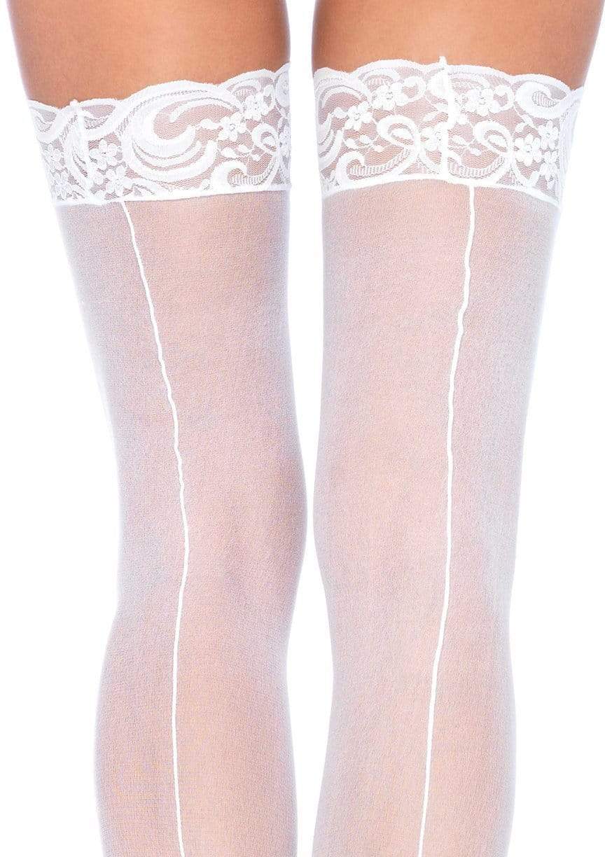 Sheer Lace Top Stockings with Backseam