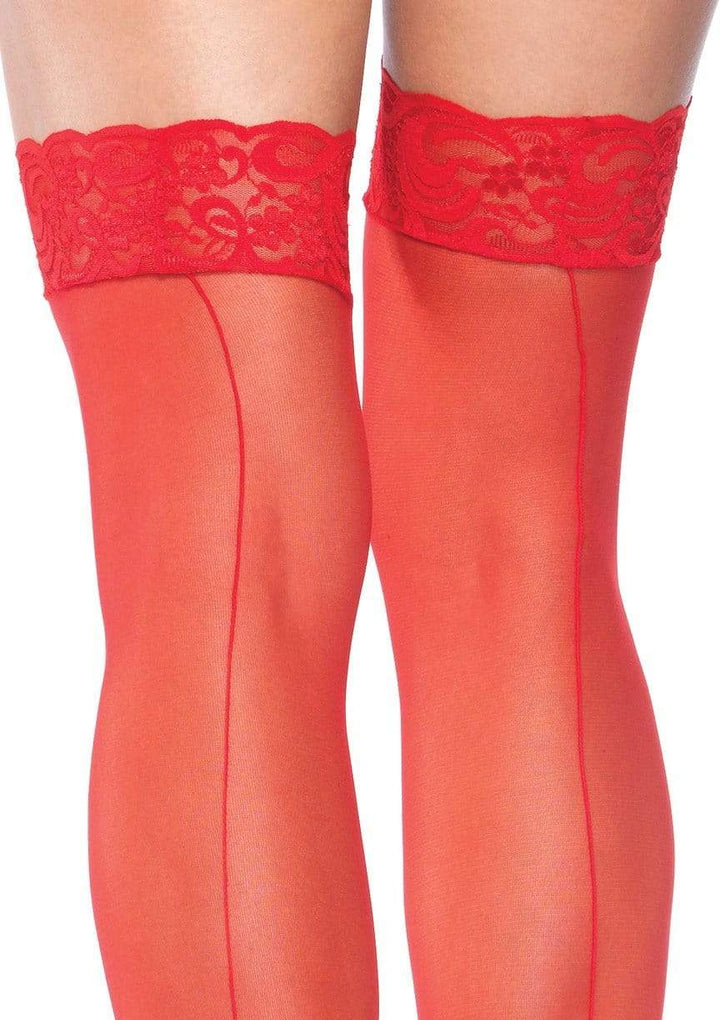 Sheer Lace Top Stockings with Backseam